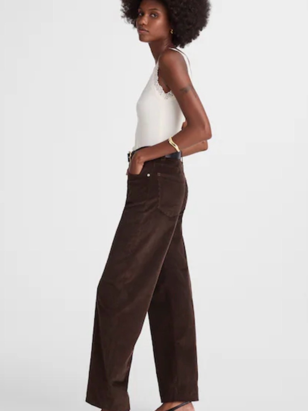 Madewell Corduroy Balloon Pant in Dark Carob Comfort Stretch - Picture 2 of 7